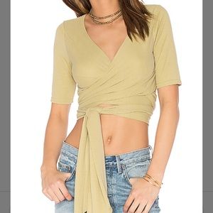 Free People Sacred Wrap Top in Moss